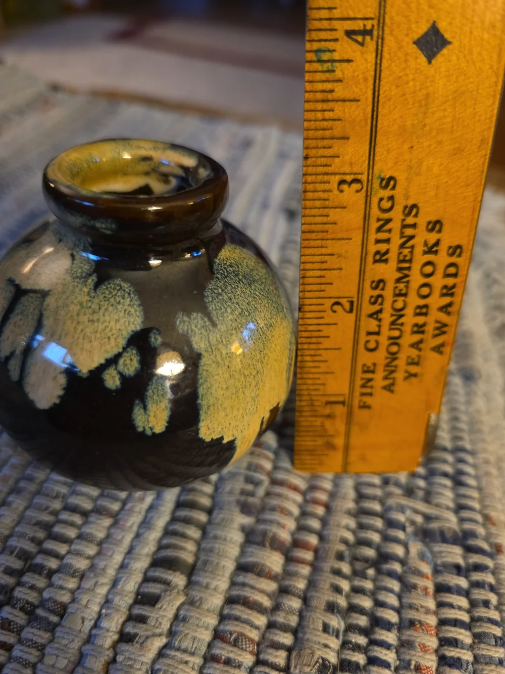Handcrafted Brown and Yellow Glazed Ceramic Bud Vase